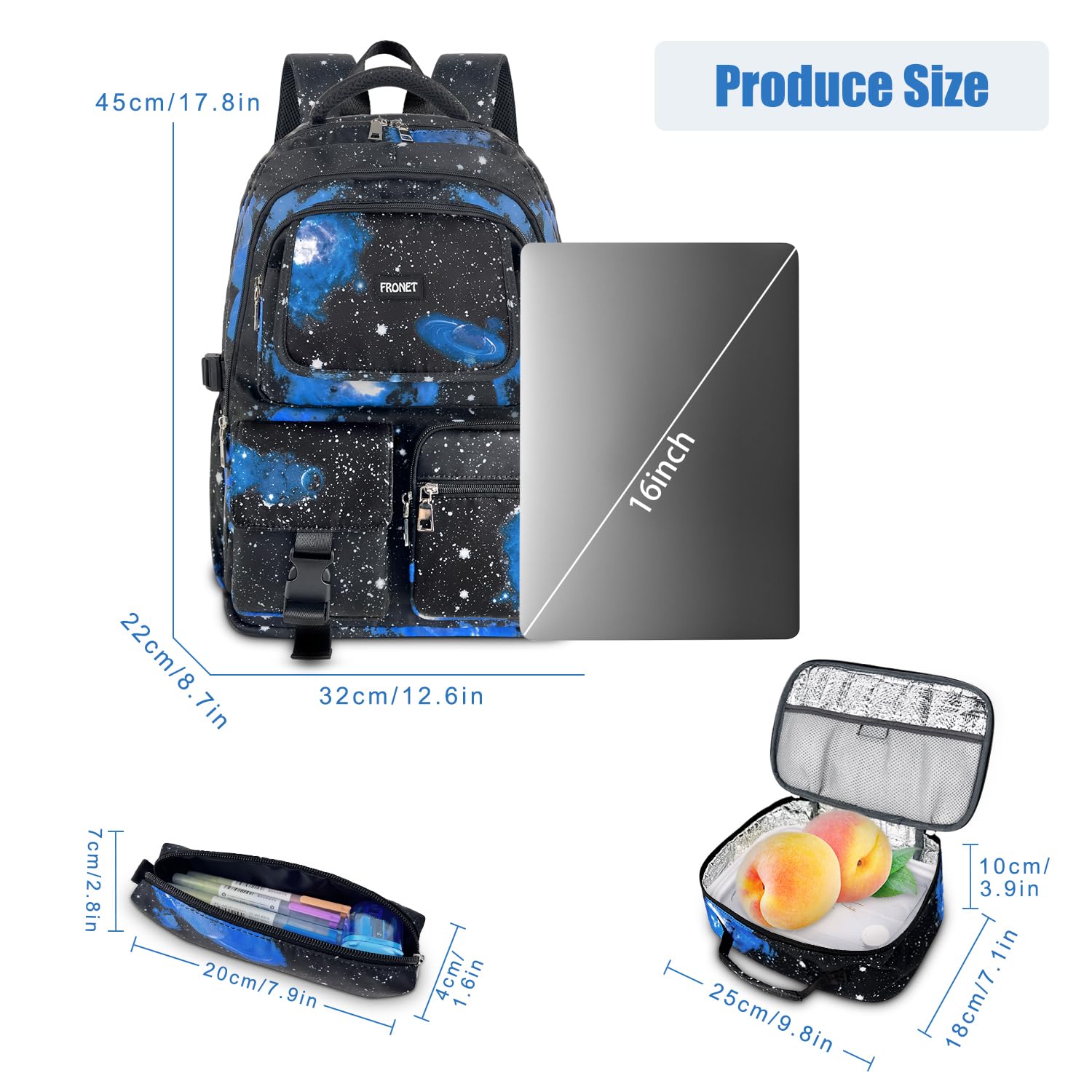 Schulrucksack Jungen Teenager Mädchen Kinderrucksack Daypacks Groß Schultaschen Set Laptop Rucksäcke für Schule Kinder Schulranzen 3 5-10 Klasse 7-16 Jahre Jungs Ranzen Mit Lunchpaket Federmäppchen