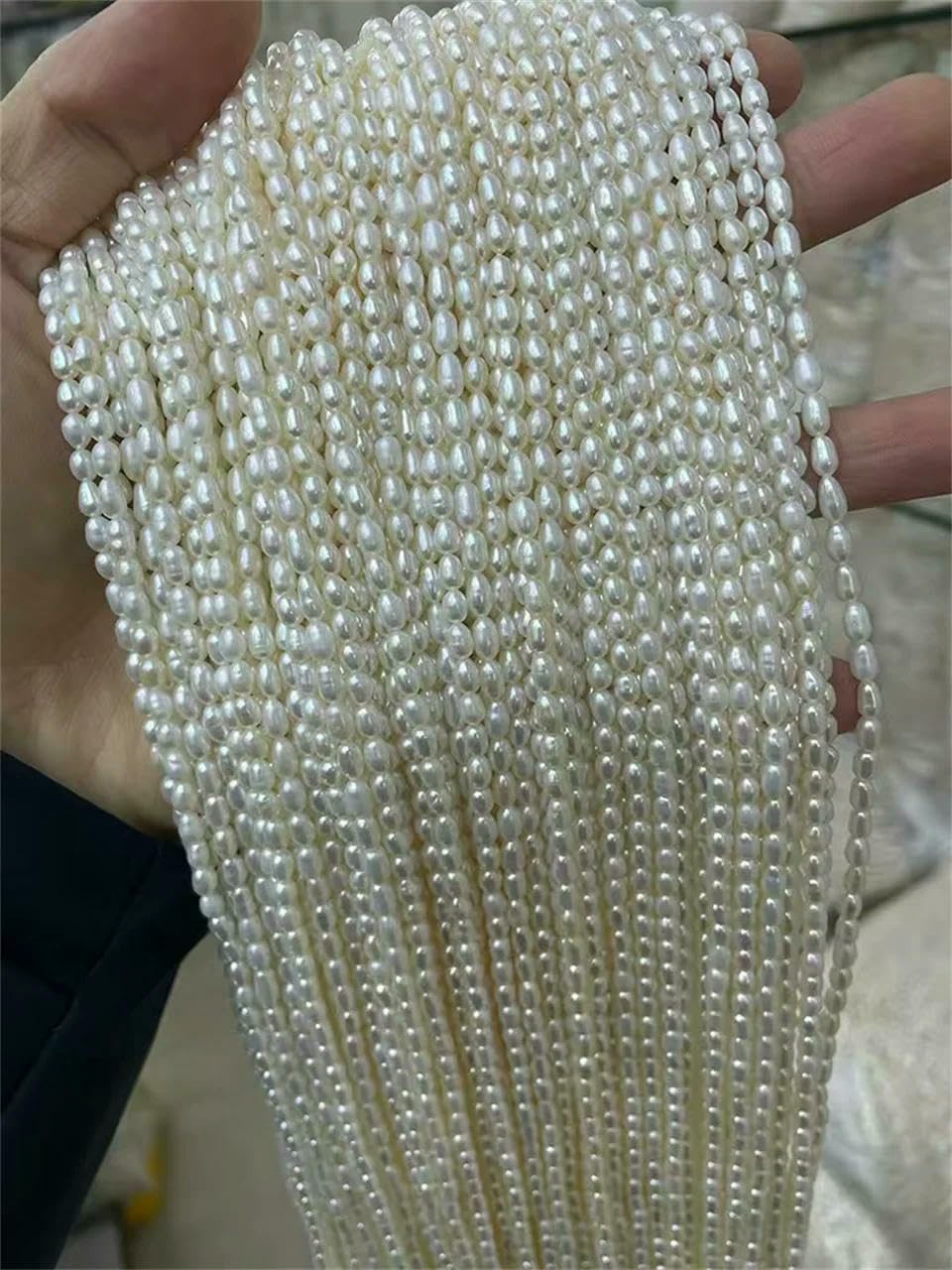 Perles de riz d'eau douce 100% naturelles, perles blanches 2A et 3A, en gros, pour la création de colliers et bracelets - 3A blanches - 8-9 mm, 1 rang