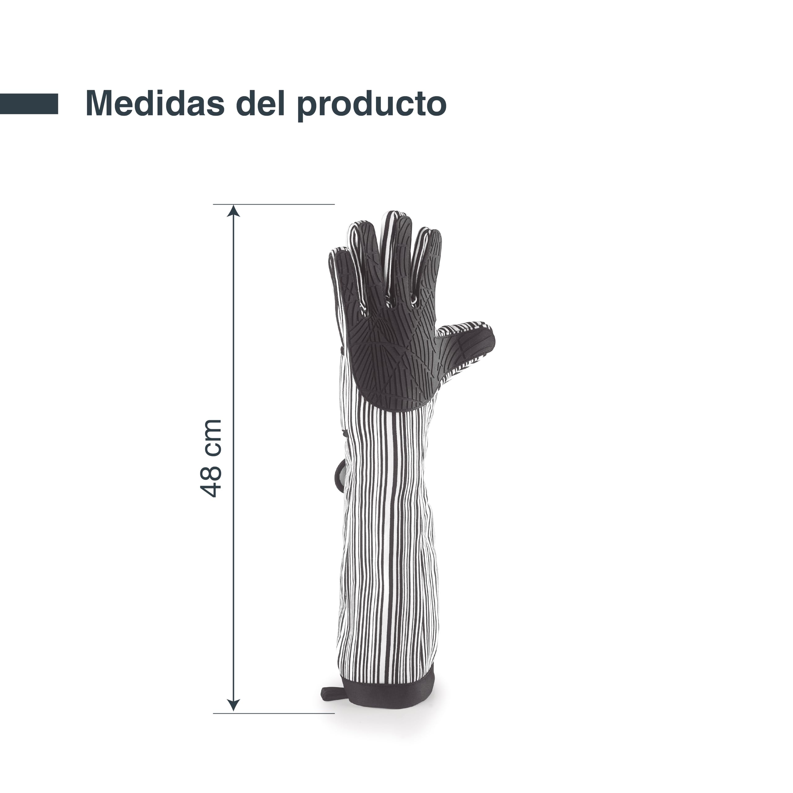 Lacor - 60068 - Guantes Horno XL, Guantes Horno Cocina, Máxima Seguridad, Gran Resistencia al Calor, Algodón con Doble Acolchado, Silicona y Poliéster, Apto para Lavadora y Secadora, 48 cm, Negro