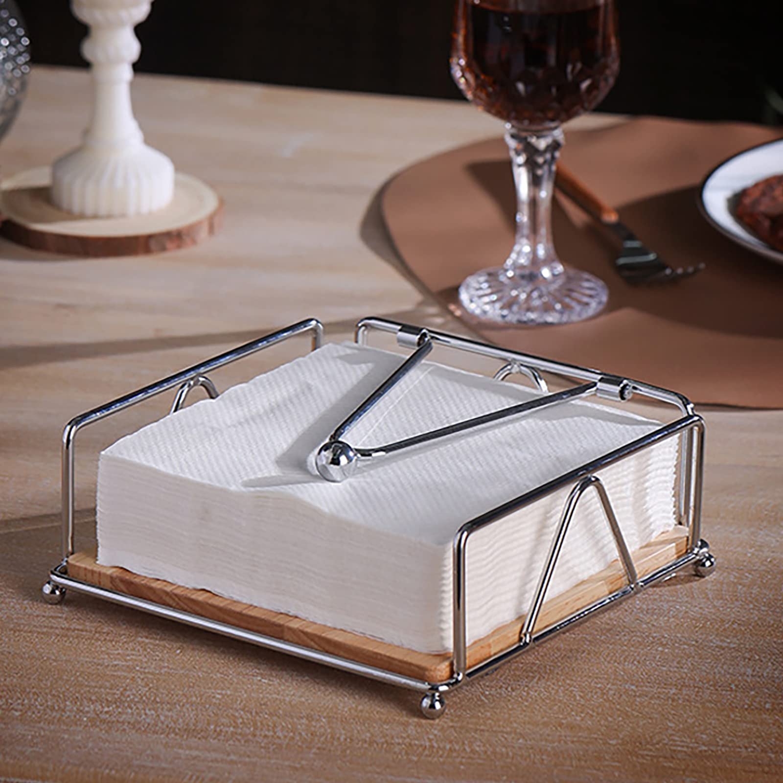 MOLEDINO Porte-serviettes De Table En Bois Avec Couvercle,Distributeur De Serviettes En Bambou Support Serviette Papier De Cuisine Restaurant Napkin Holder For Table