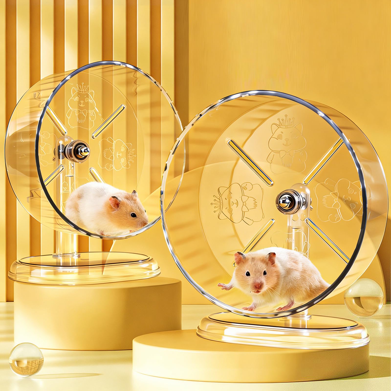 Hamster Exercise Wheel,Super-Silent Small Animals Exercise Wheels,Quiet Hamster Running Wheels with Adjustable Stand for Hamsters,Gerbils,Rats,Other Small Pets(Transparent, 7 inch) - image 3