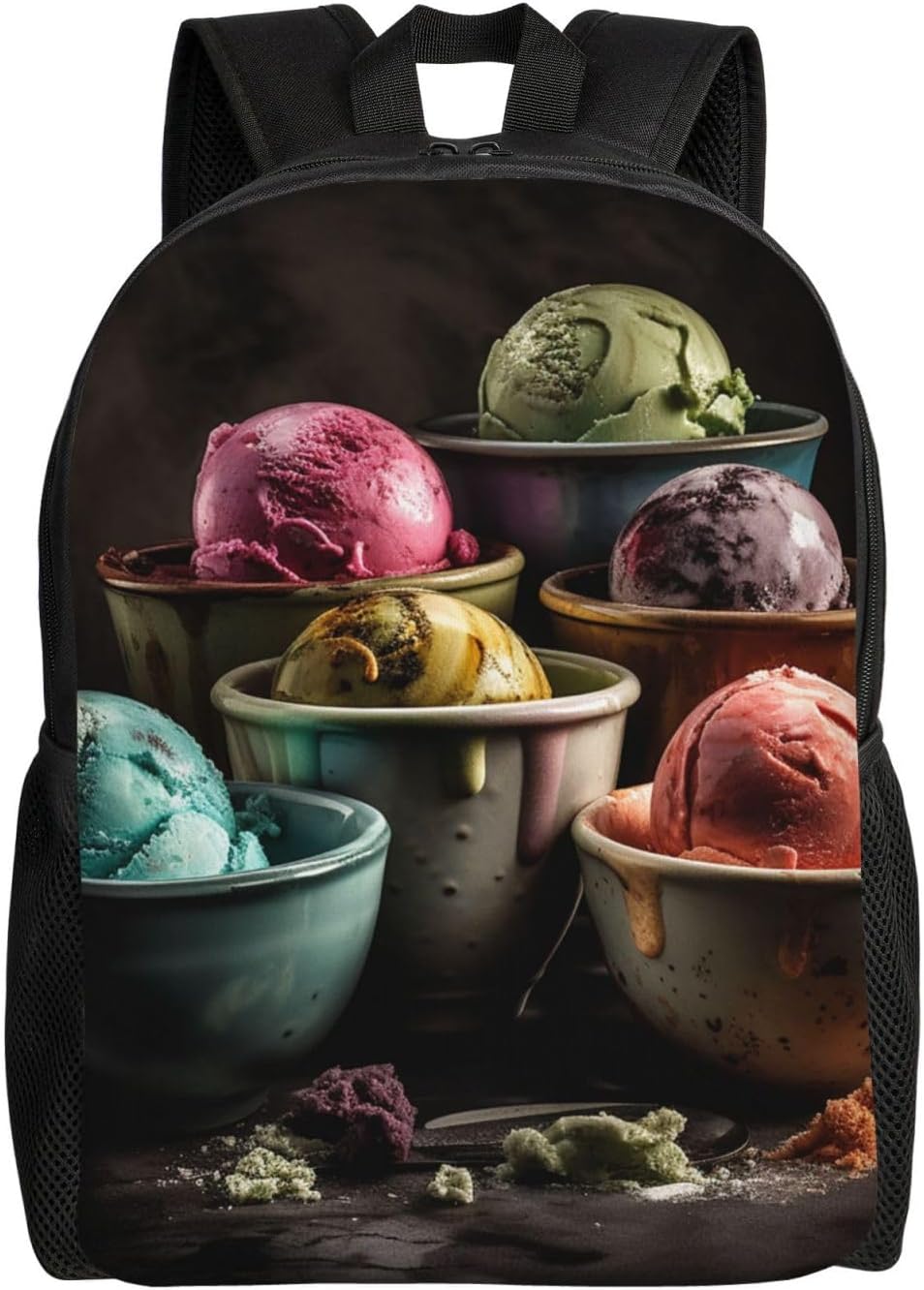 Zaino per uomo donna zaino da viaggio leggero gelato in colori zaino portatile zaino casual zaino nero, taglia unica, Nero, taglia unica