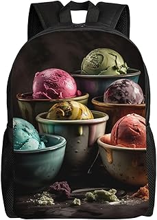 DJUETRUI Mochila de viaje ligera para hombres y mujeres, mochila de viaje con helados en colores, mochila de mano para laptop, mochila casual, color negro, talla única, Negro, talla única