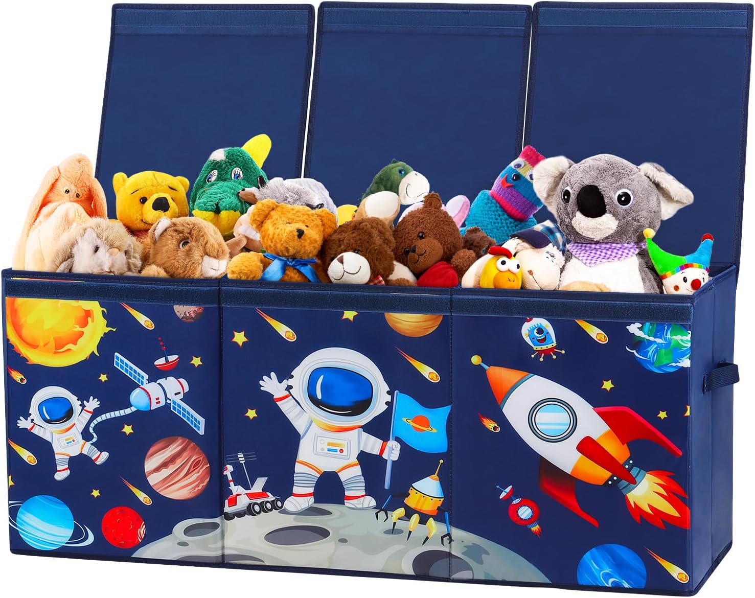 Large Toy Box Chest Organizer with Flip Lid for Kids, Collapsible Oxford Toy Storage Box with Handles for Boys Girls, Sturdy Waterproof Storage Organizer for Bedroom Playroom Nursery, 37.7×12.5×15.7''