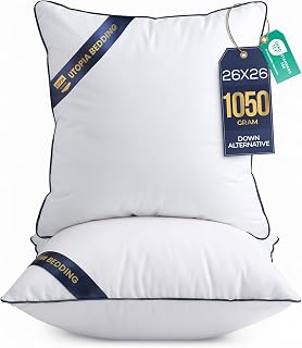 Premium Piping Throw Pillows 26x26, Decorative Pillow Inserts, 2-Pack