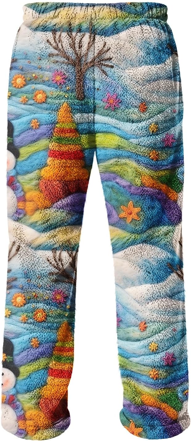 WENKOMG1 Men's Christmas Pajamas, Fleece Lounge Pants Winter Warm Holiday Pajama Bottoms with Pockets Sleepwear Pants, S-3XL