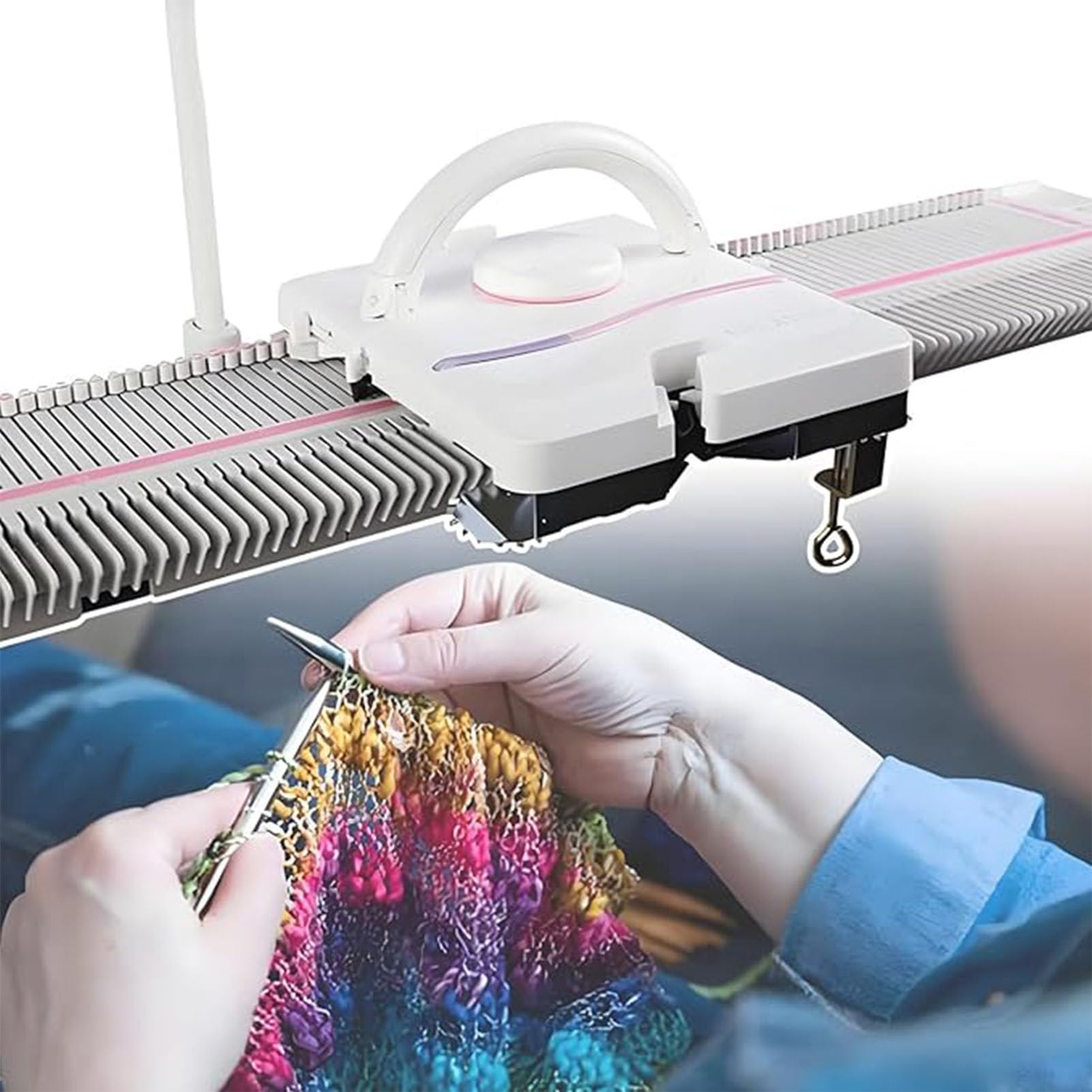 Machine à Tricoter LK150 de Calibre Moyen de 6,5 mm, Portable et Efficace, avec Accessoires pour Un Tricot Facile à la Maison, idéale pour Les Amateurs de Fabrication de Pulls et