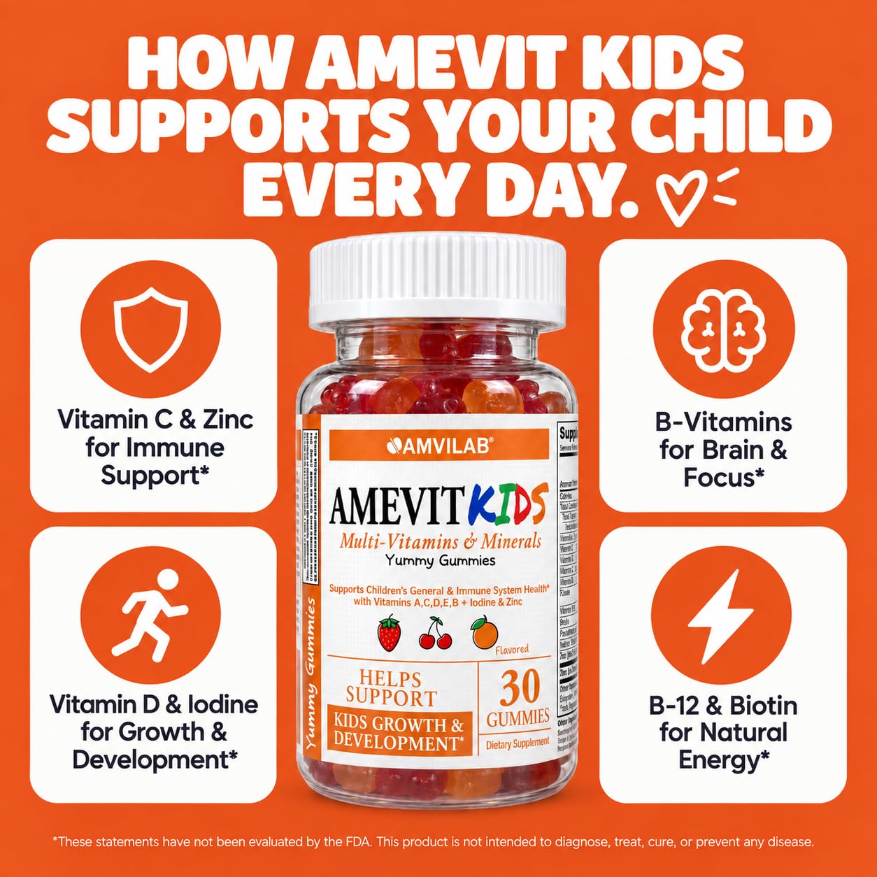 Amevit Kids Multivitamin Gummies, 30 Count Kids Vitamins, Age 2+ — Amazon image 5