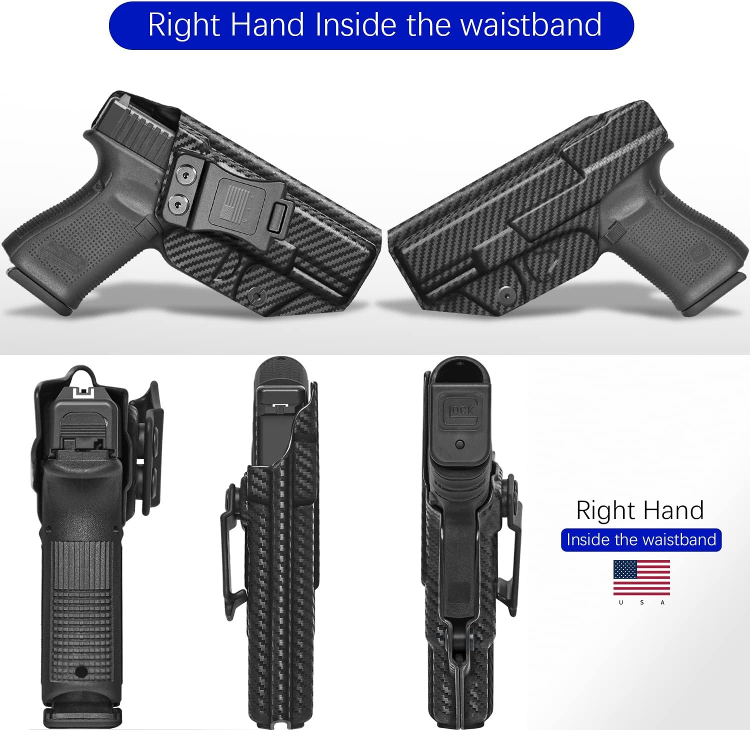 Holster IWB Kydex Fit – Inside Waistband Concealed Carry – Trigger Guard – Adjustable Cant & 'Posi-Click' Retention - No Wear or Jitter - USA Made