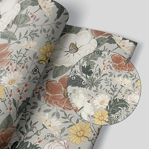 Miniatura 2 de GLOW4U Papel tapiz de contacto floral vintage para armarios, paredes, estantes, cajones, manualidades, calcomanías de 17.7 x 117 pulgadas