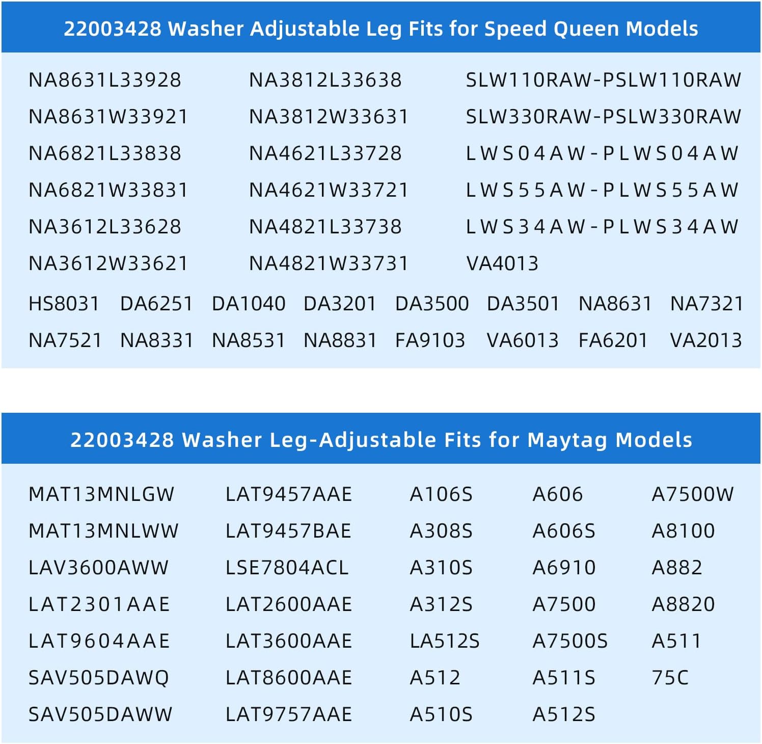22003428 Adjustable Leg (W/Nut) Fits for Whirlpool, Speed Queen, Maytag, Jenn Air and Amana Washer/Dryer 22003428 Leveling Leg Replaces AP4027416 832599 PS2021026 EAP2021026 (Silver 2PC)