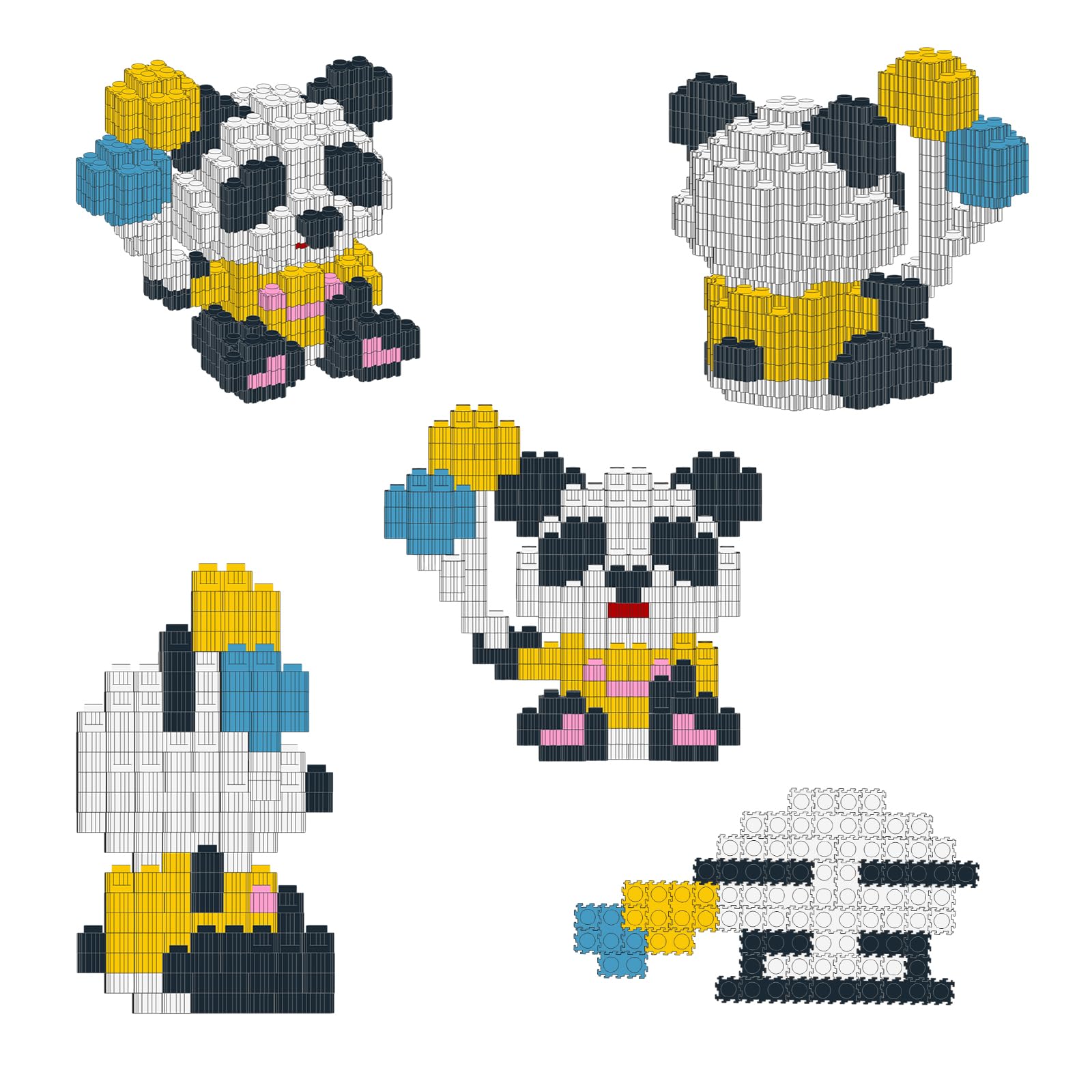 Larcele Micro Building Blocks Animal Set, DIY Mini 3D Building Toy Bricks,295 Dots KLJM-10 (Panda 5393) - Image 3