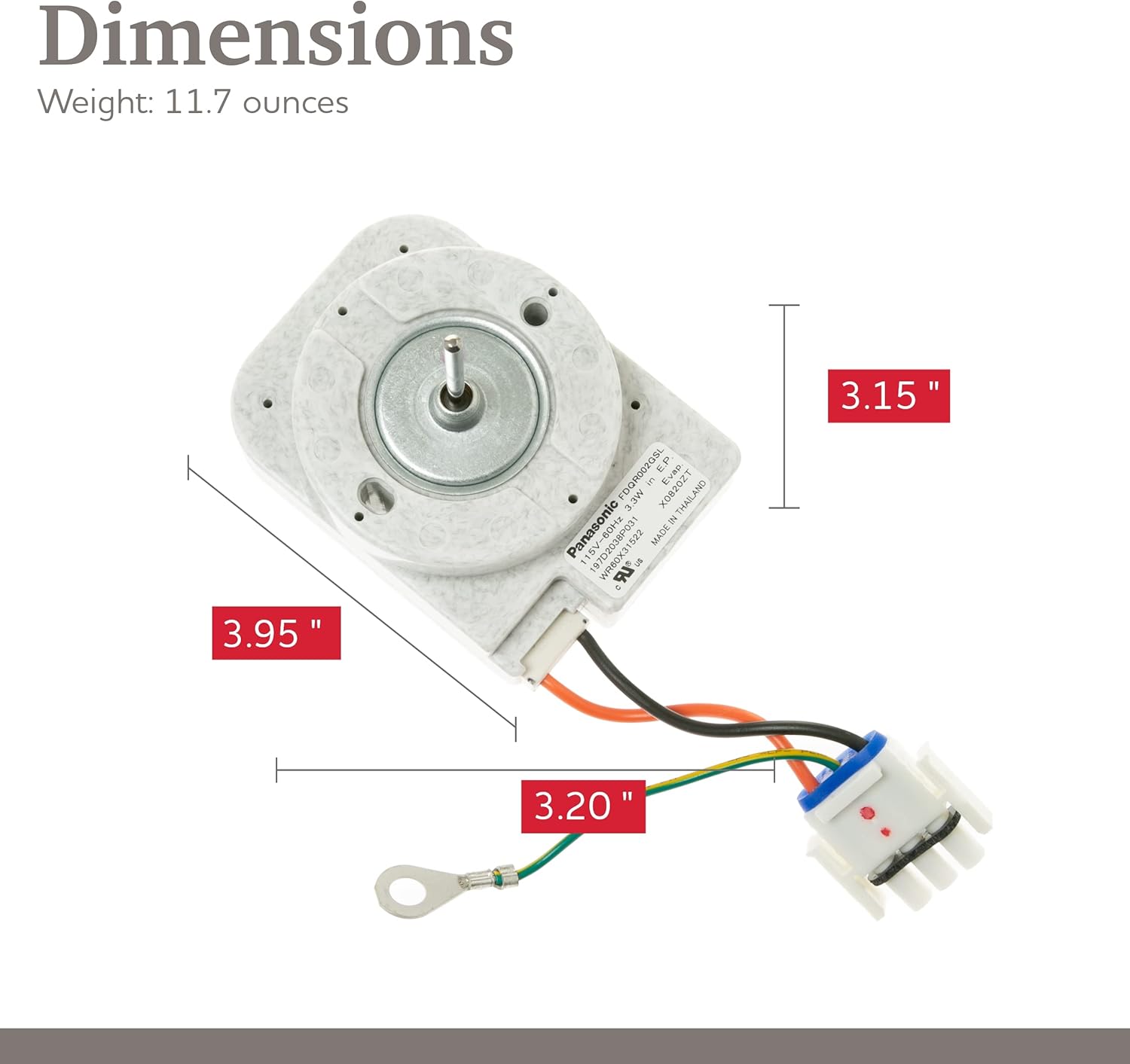 Replacement for GE Refrigerator Evaporator Fan Motor - WR60X31522, PS12741350, AP6977246, 4959523, SM10141 - GE Refrigerator Parts - Fridge Fan Motor Replacement