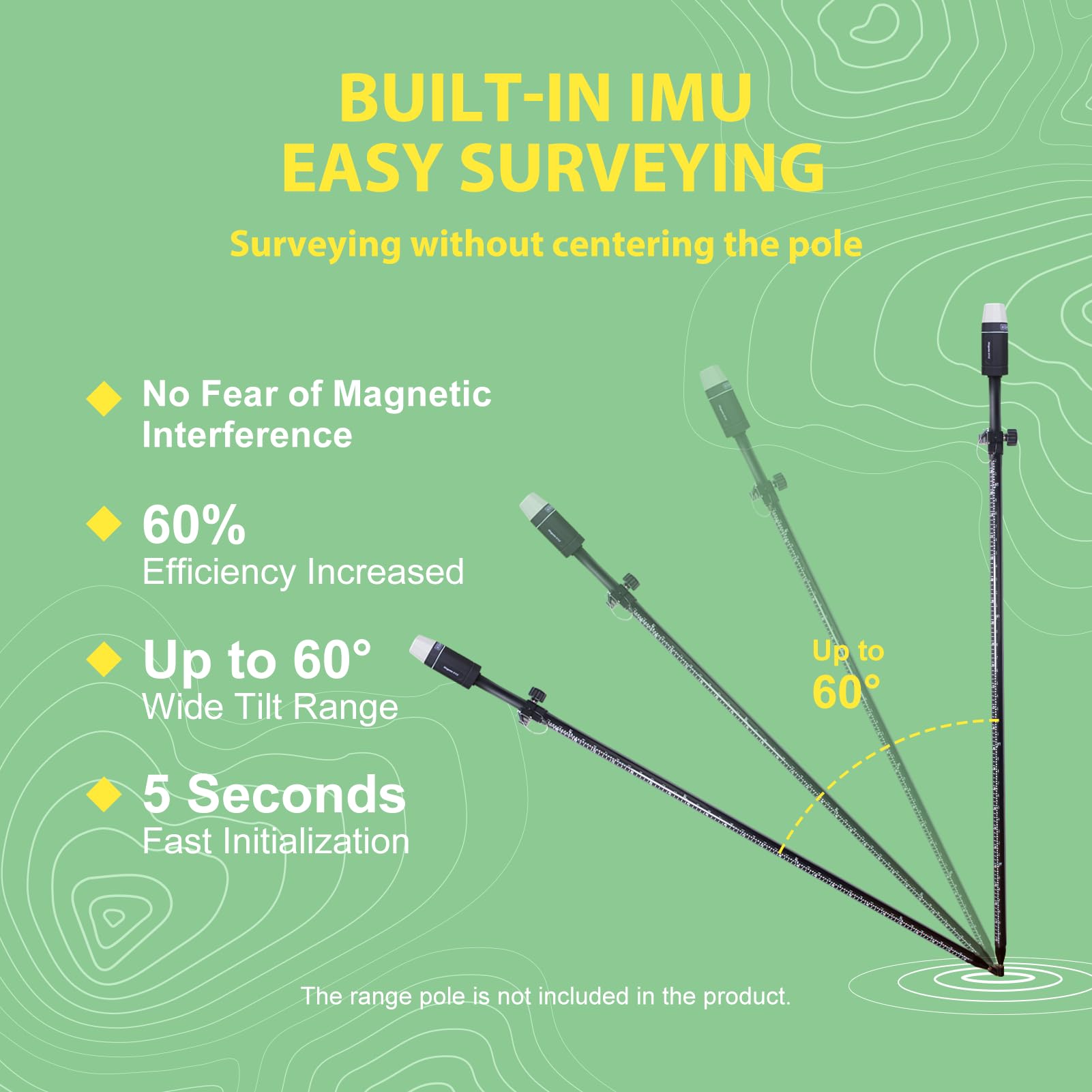 RTK GNSS Equipo de Investigación Inclinado 60 ° en IMU, Rover Handheld GPS para Topografía y GIS, Ideal para Minería