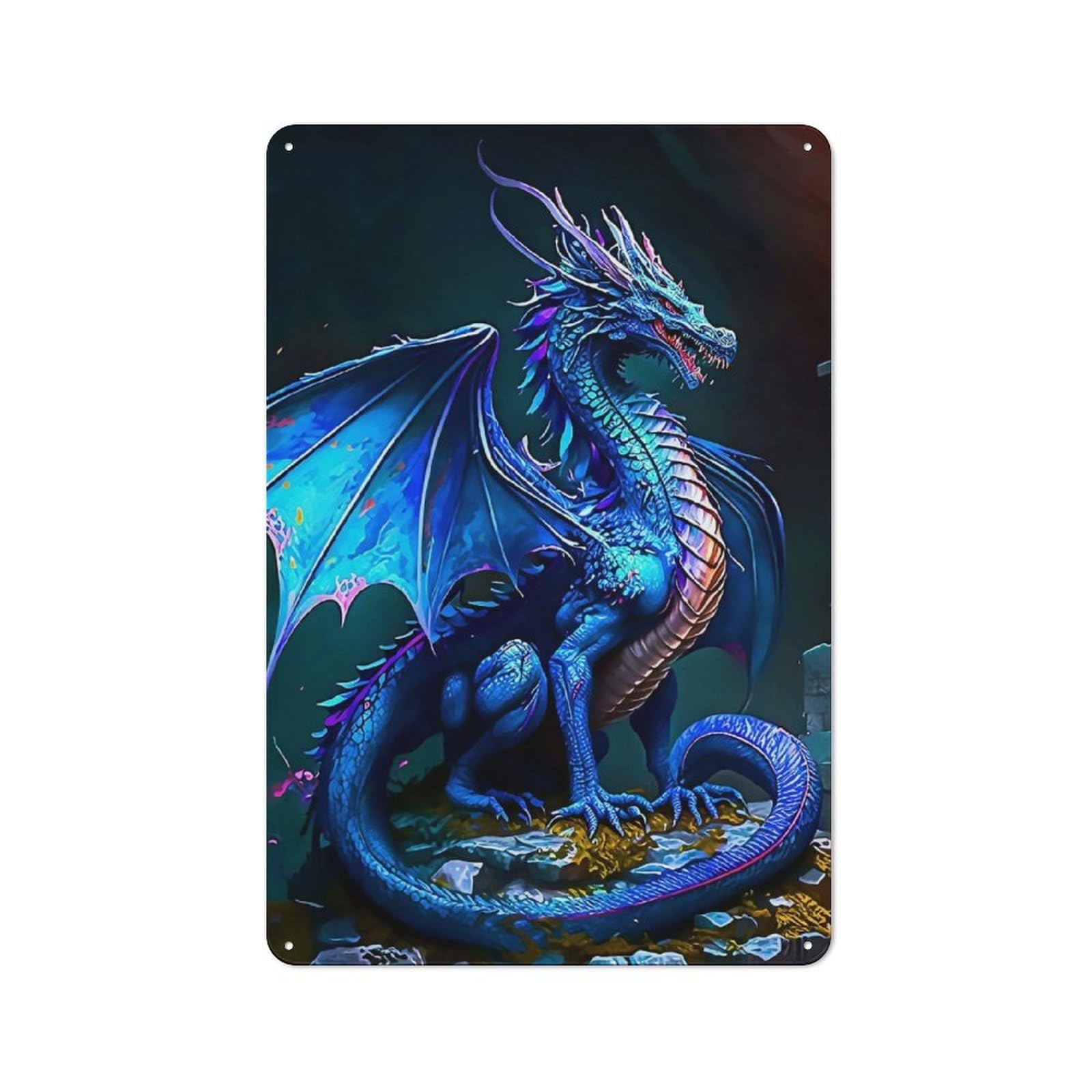 Cottage Style Dragon Country Metal Sign 30x20cm, Farmhouse Wall Decor for Farmhouse Kitchen, Pantry Or Dining Area