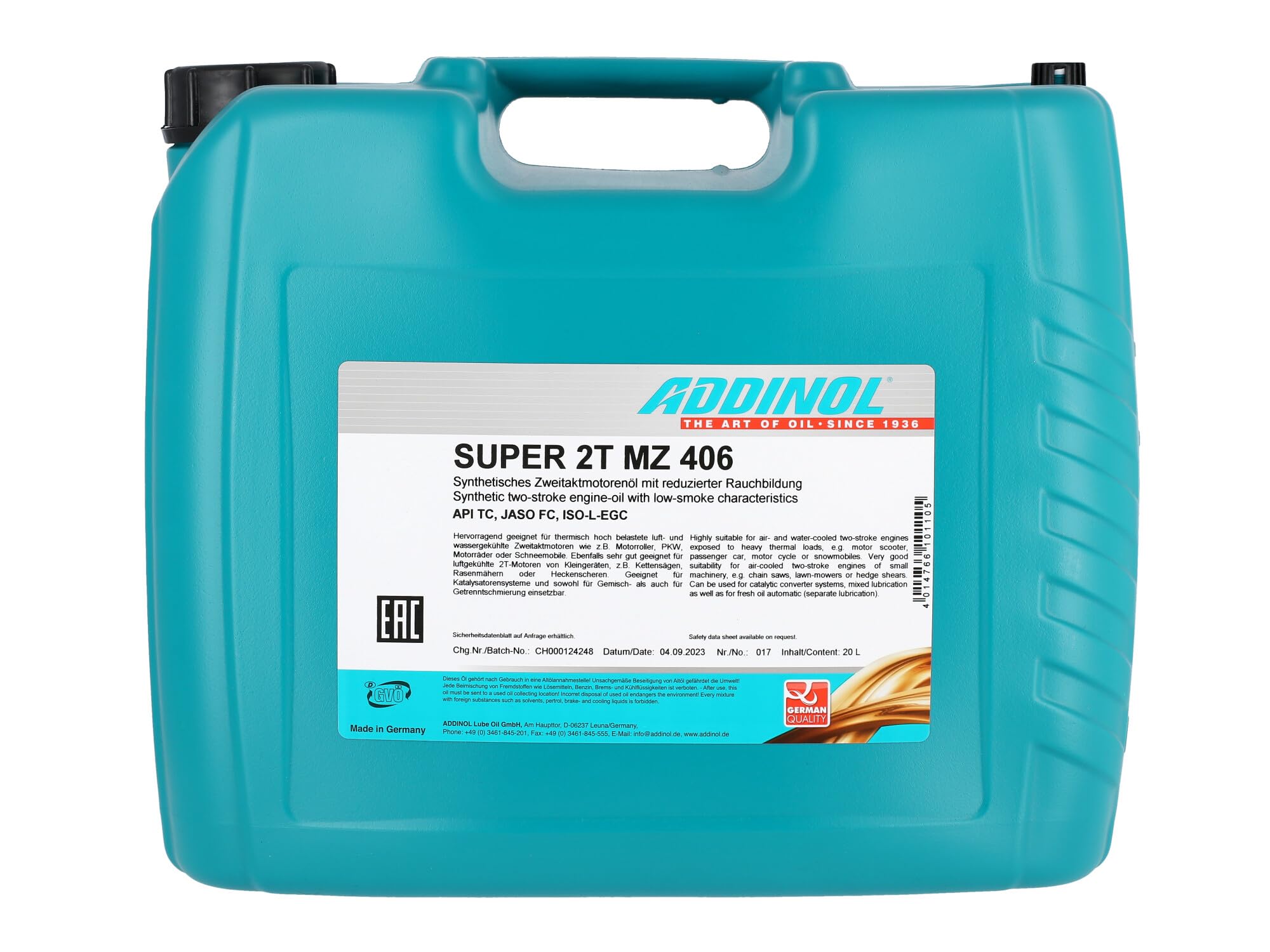 ADDINOL MZ406 SUPER 2-Takt-Motorenöl, raucharm, low smoke, teilsynthetisch, 20 L Kanister