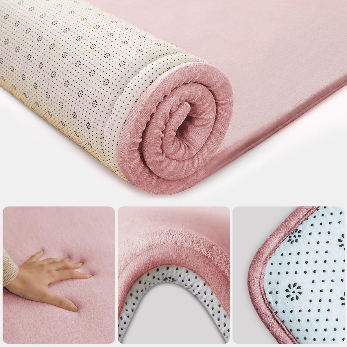 Tappeto Gioco Bambini Acolchado 2 cm Extra Spesso, Antiscivolo, Ideale per Pavimenti e Box Neonato, Palestra Neonati, Tappeto Tummy Time Neonati Rosa, 200 x 250 cm