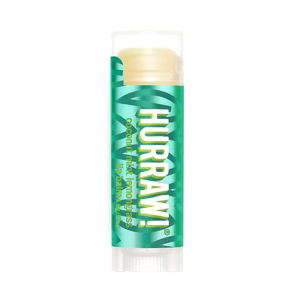 Hurraw! Coconut, Mint, Lemongrass (Pitta) Lip Balm: Organic, Certified Vegan, Cruelty and Gluten Free. Non-GMO, 100% Natural Ingredients. Bee, Shea, Soy and Palm Free. Made in USA