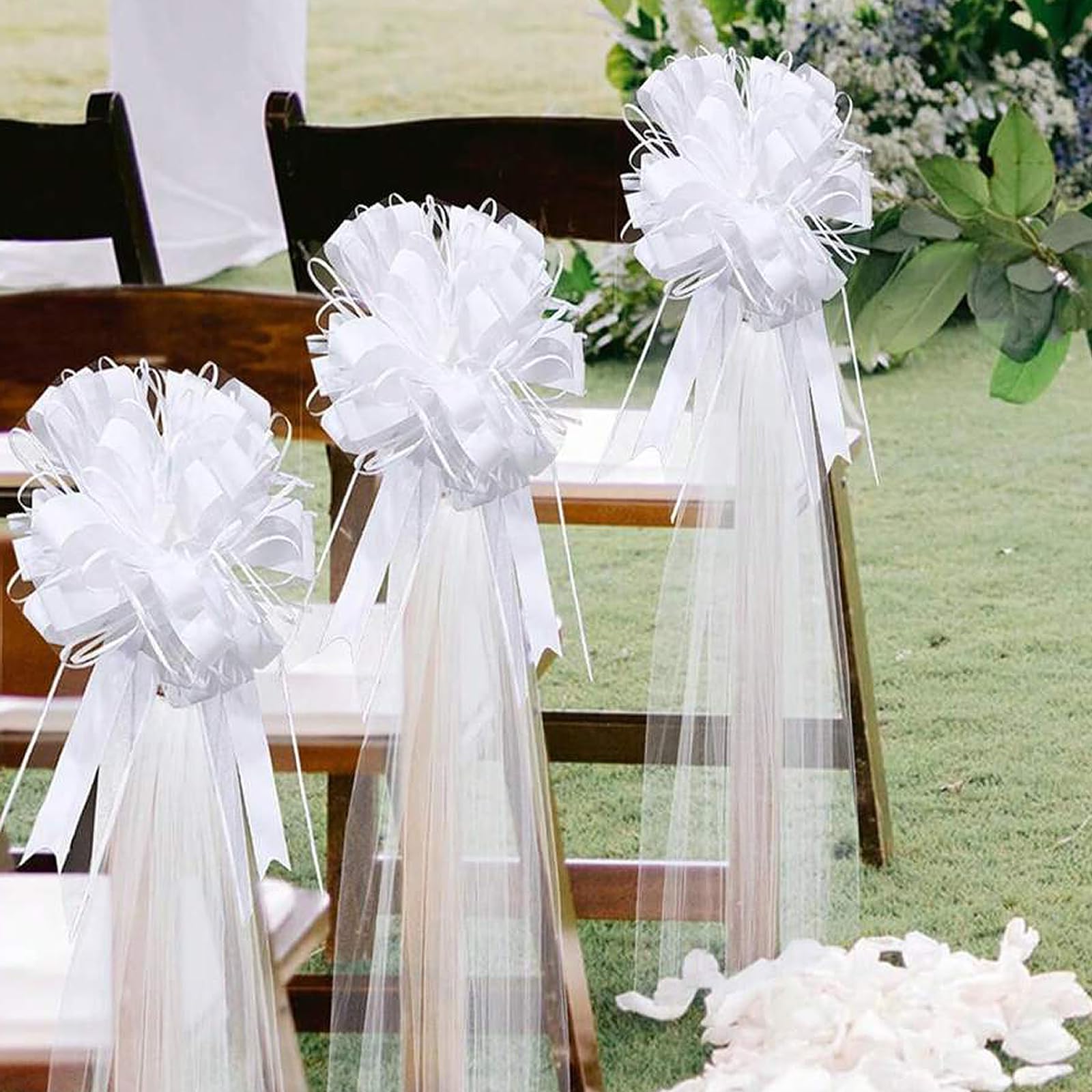 WANYIG 4 Pezzi Autoschmuck Fiocchi Regalo Auto Decorazione Matrimonio Bianco