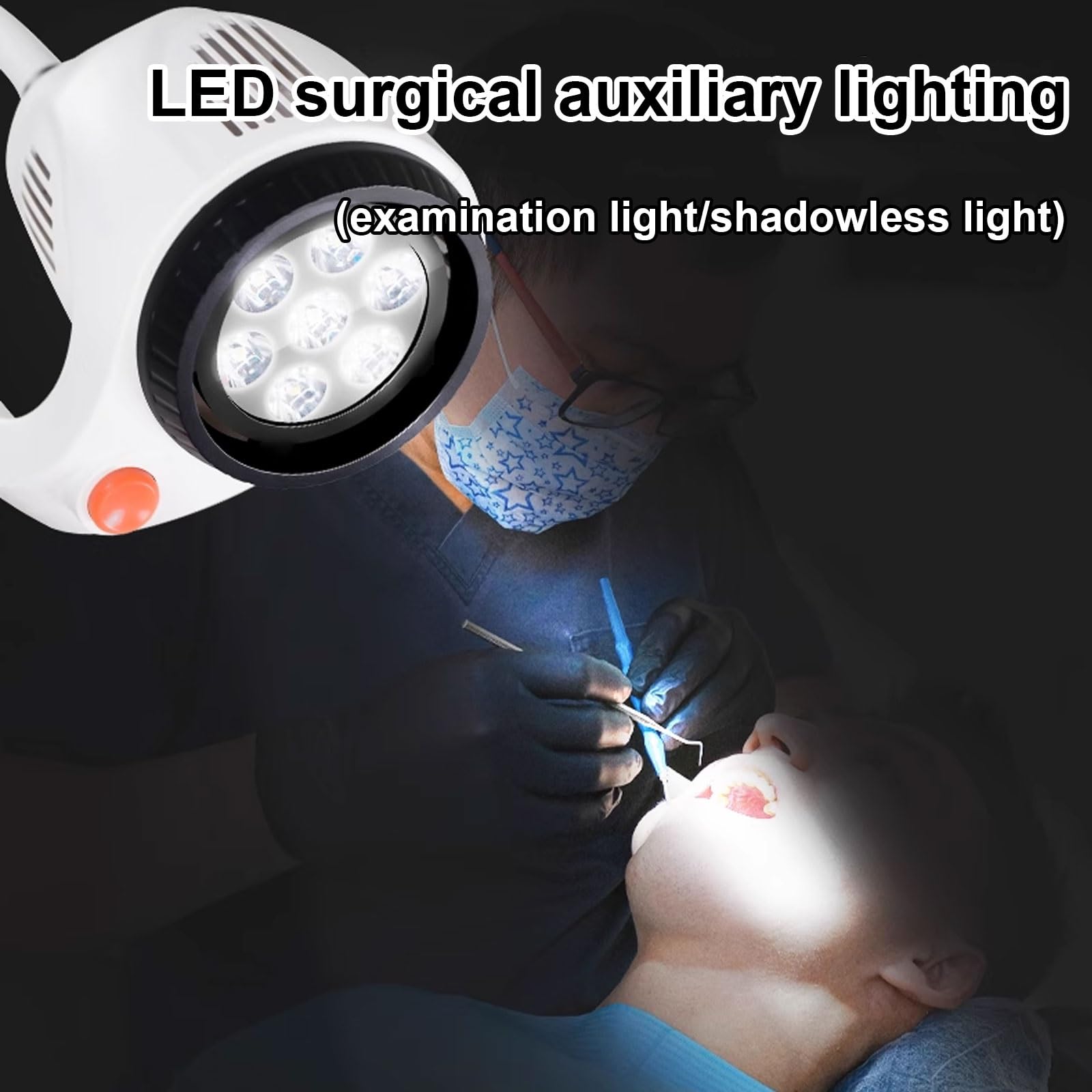 Lampada Chirurgica Mobile Dells'esame Del LED Visita A Collo D'Oca Luminosità E Angolazione Della Testa Della Lampada Regolabili per Impianti Dentali E Assistenza