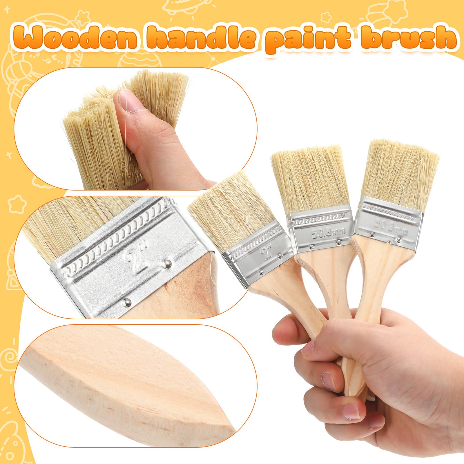 Lurrose 30pezzi Pennelli Con Manico in Legno Per Pittura Pennello Piatto Per Vernice Su e Recinzioni Per Interni Ed Esterni