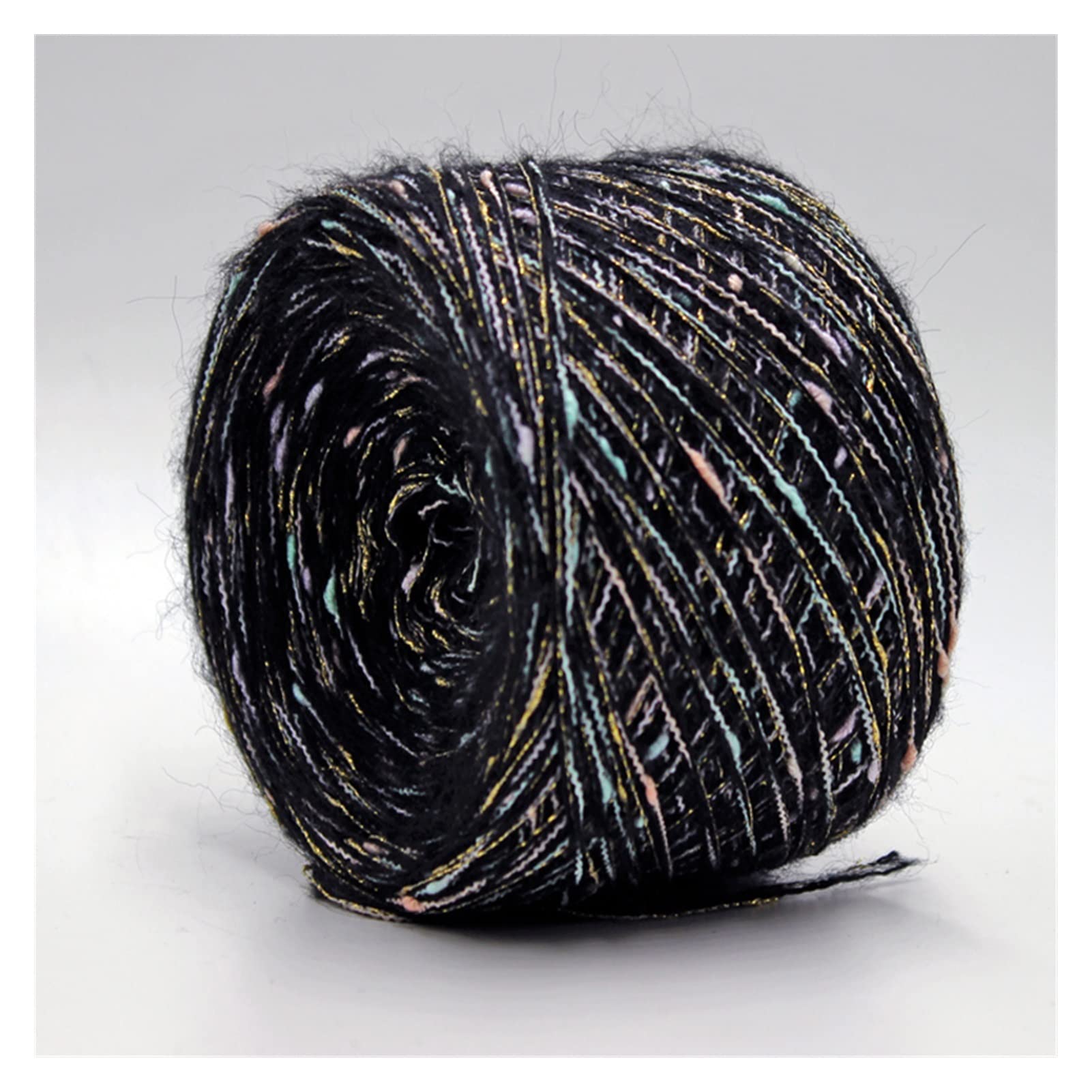 250 g de Tinte de Espacio Especial 70% de Lana Hilo Metalizado for Tejer de Mano Mohair Hilado de Ganchillo for la Ropa de Punto de Moda Croche Ovillos Lanas (Color : A Black)