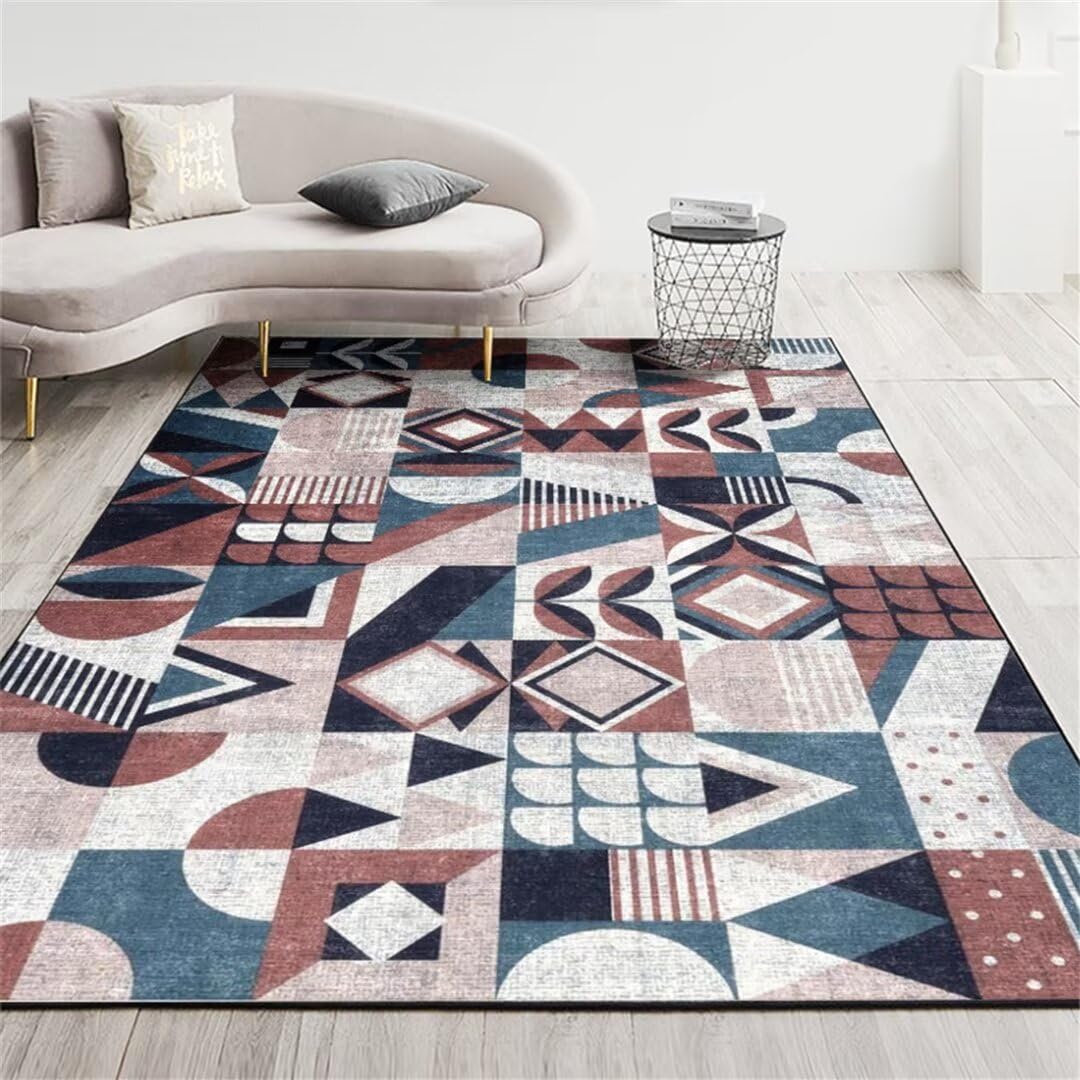 Alfombra Azul Estilo Interior Área De Desgaste Cojin Suelo Grande Cuadros Decoracion Dormitorios Juveniles 100X200Cm Rojo