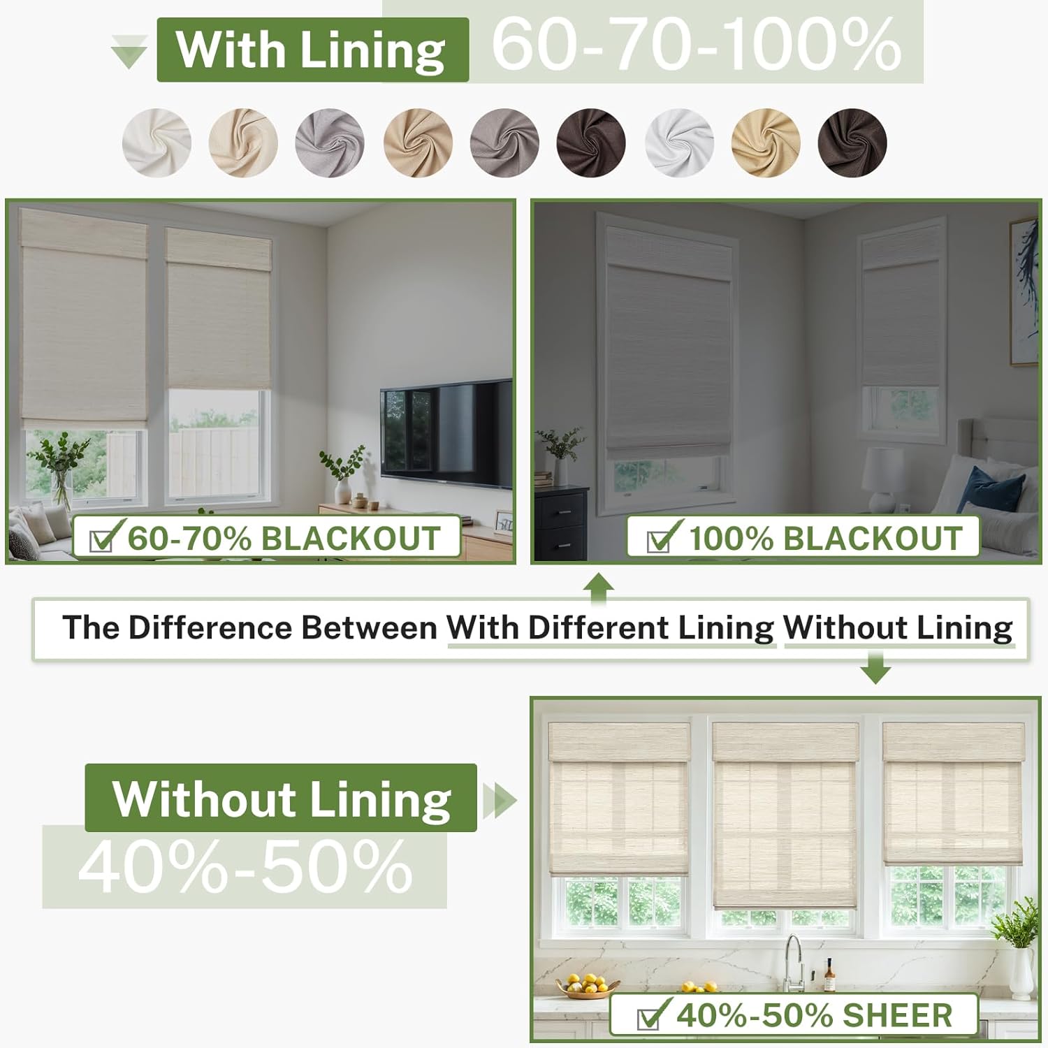 MiLin No Tools No Drill Cordless Roman Shades Privacy Linen Blackout Roman Window Natural Linen Fabric Blinds for Windows Treatment Bedroom Kitchen Living Room - Sugar Land Custom Size
