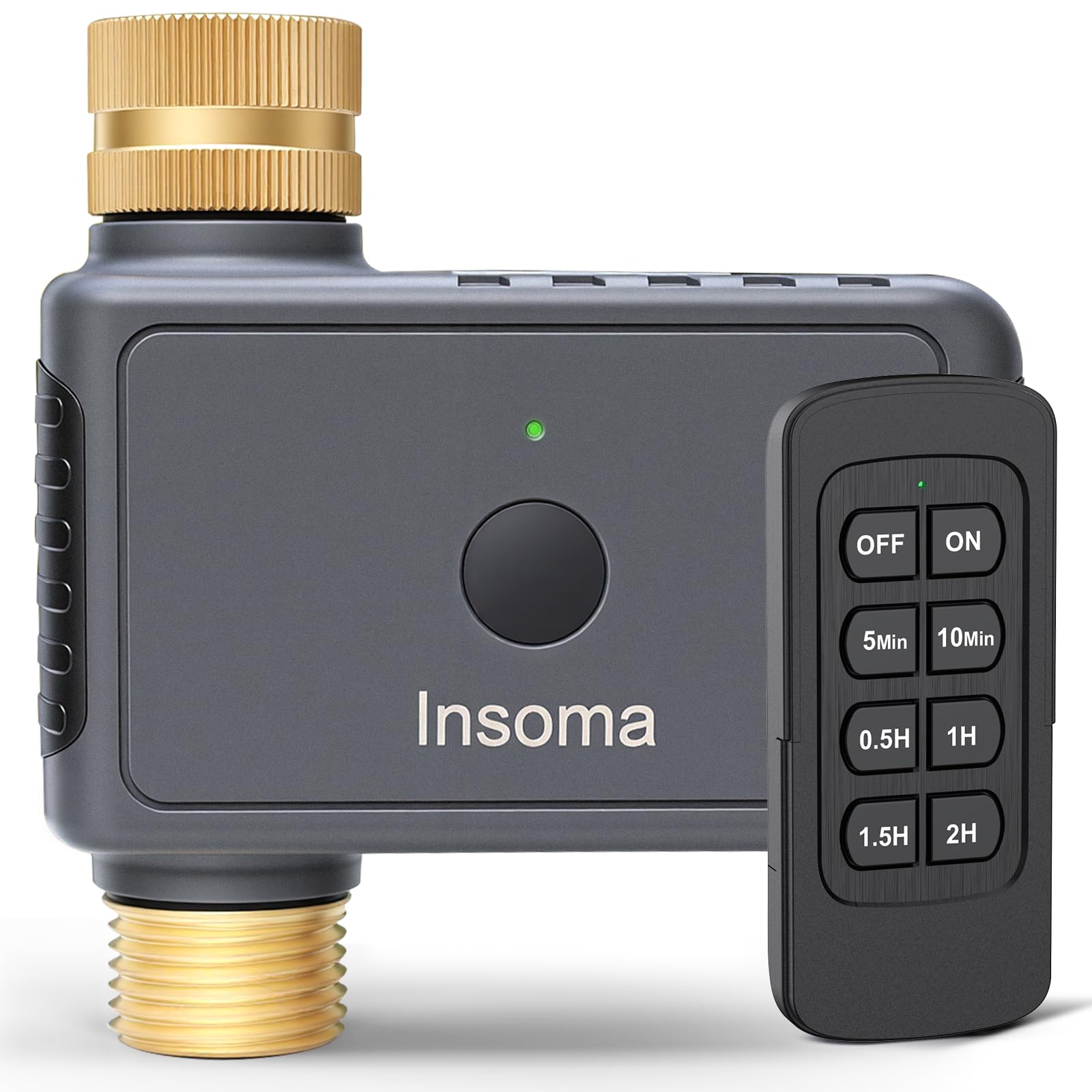 Insoma Fernbedienung Sprinkler Timer mit Messing Einlass & Auslass, Gartenschlauch-Timer schaltet Wasser automatisch aus, bis zu 120 Minuten Laufzeit, für Wasserhahn, Rasen, Tropfschlauch
