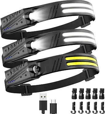 Headlamp Flashlight, 3 Pack Super Bright 2000 Lumen, 230° Wide Beam Head Lamp