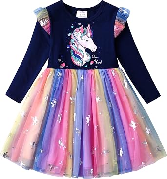 VIKITA Girls Dresses Winter Long Sleeve Party Gifts for Girls 3-7 Years