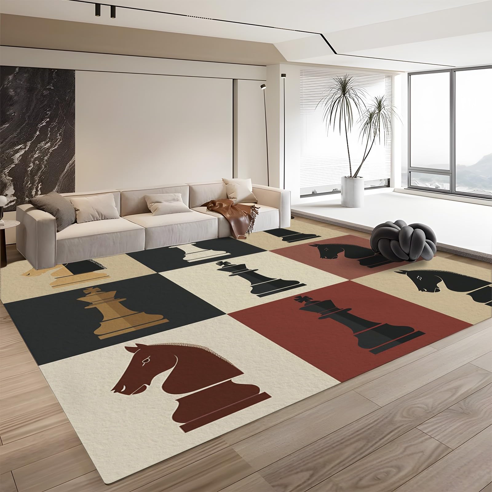 Generic 2x3 Area Rugs International Chess Machine Washable Living Room Bedroom Entryway Rugs Stain Resistant Non-Slip Home Decor