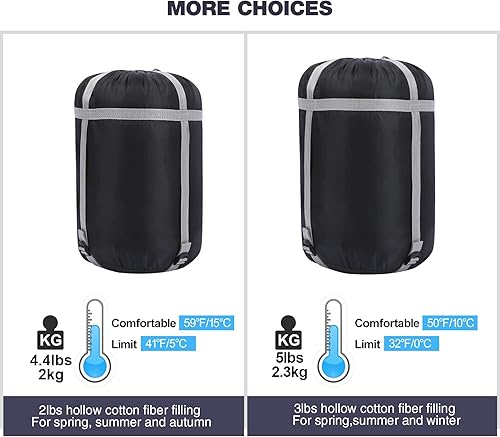 Miniatura 6 de REDCAMP Saco de dormir de franela para adultos, cómodos sacos de dormir de algodón para acampar con capucha desmontable, rojogrisazul