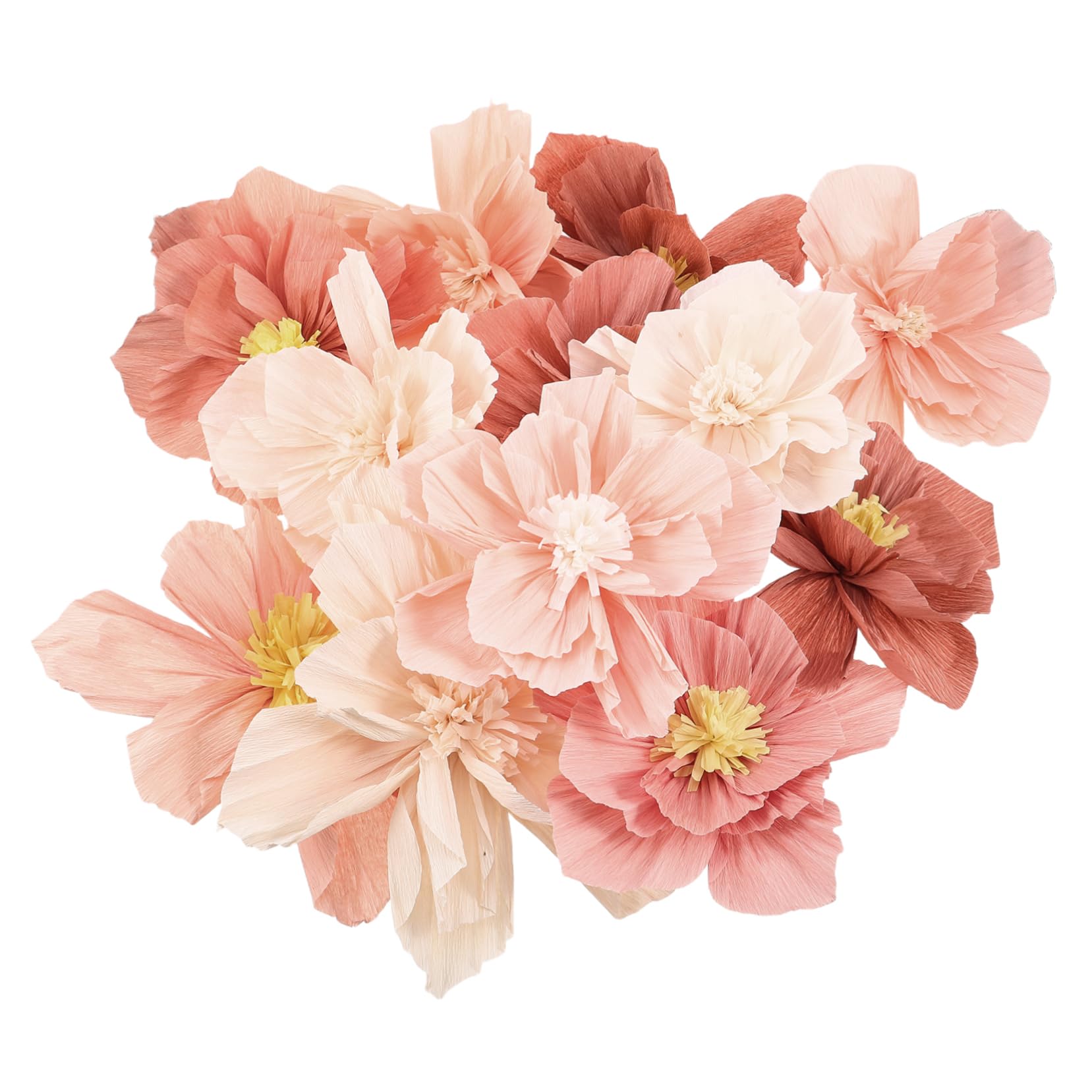 Ciieeo 24 Pièces Décoration Murale Fleurs Papier Crépon Lot de Fleurs Papier pour Mariage Anniversaire et Événements Décorations Faciles à Installer