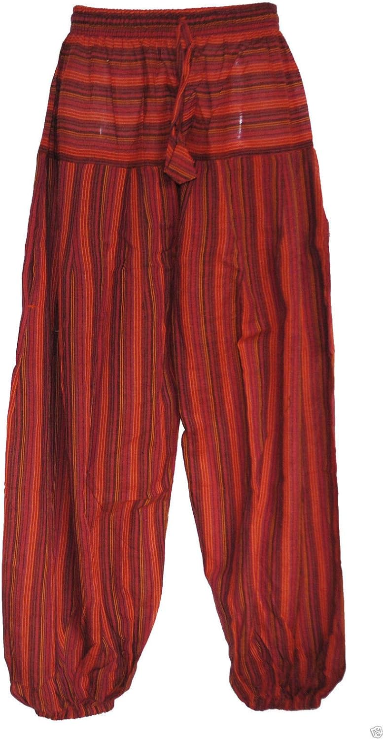 Terrapin Trading Fair Trade Nepalese Stripy Hippy Festival Trousers Red