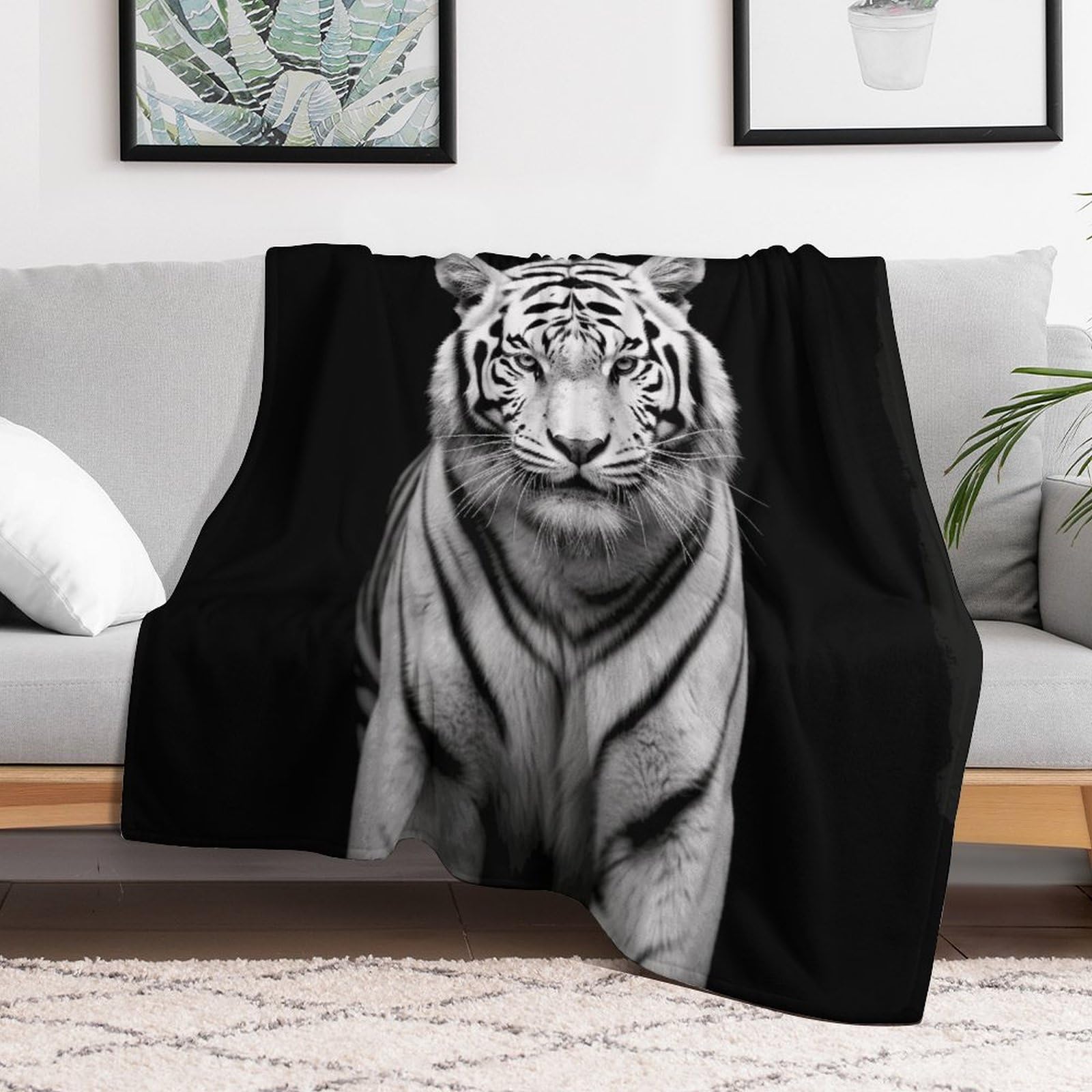 Couverture micro polaire tigre haut de gamme douce 177x203 cm