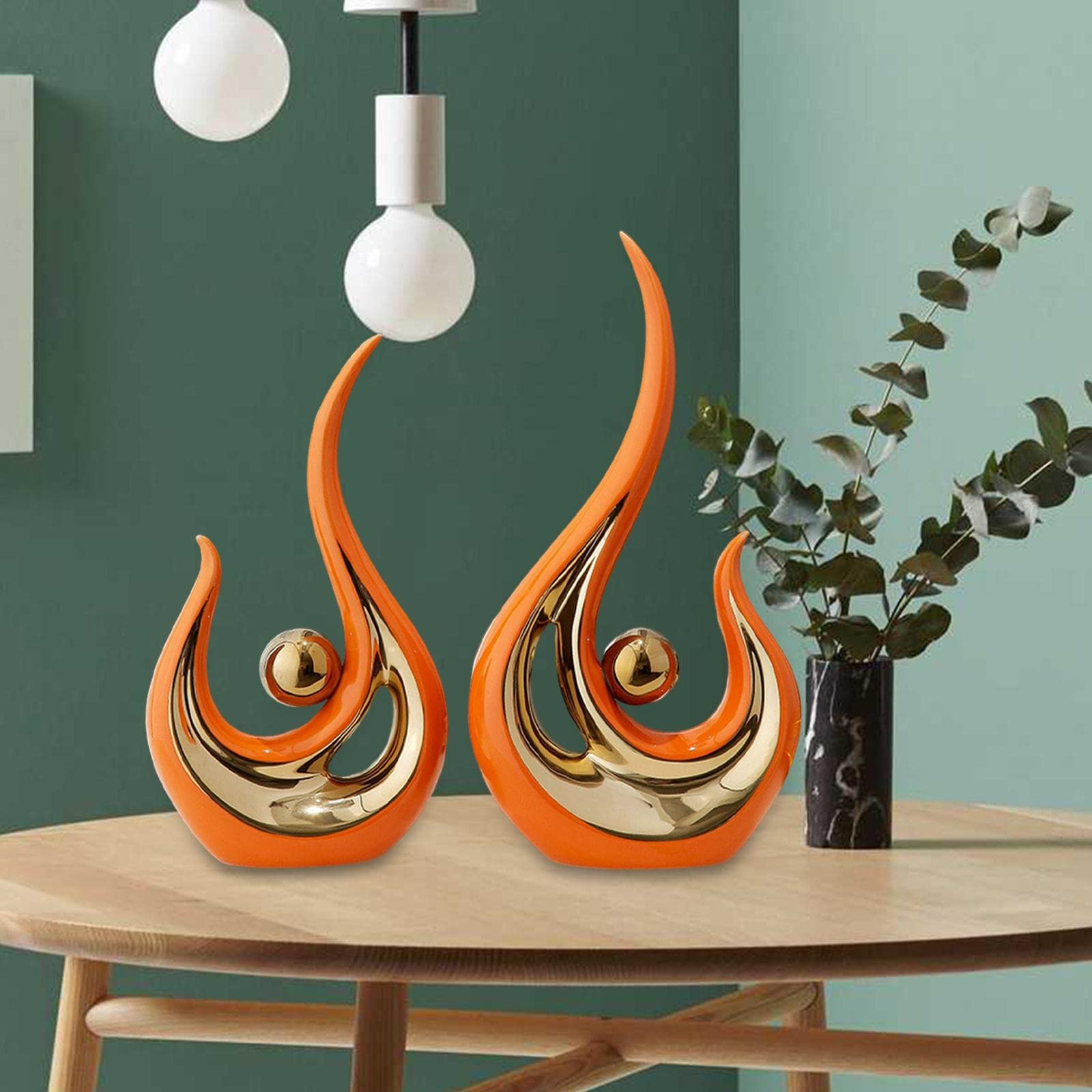 2 Pcs Keramik Statuen Abstrakt Paar Phoenix Geformte Kunst Statue Bücherregal TV Schrank Wohnzimmer Schlafzimmer Dekoration