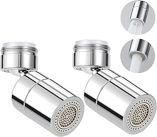 Kitchen Tap Spray Head, 2Pcs 360° Swivel Tap Aerator, 80°Large Angle Rotation Faucet Sprayer Attachment for Kitchen Sink, Tap Swivel Nozzle with M24 Thread Nozzle for Kitchen Bathroom