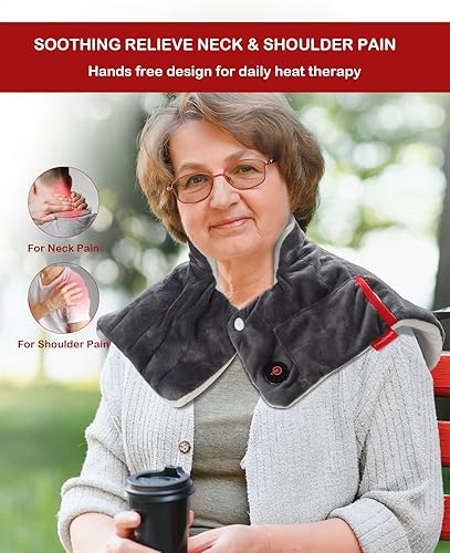 Miniatura 3 de Comfytemp Almohadilla térmica inalámbrica para cuello y hombros, almohadilla térmica pesada HEATPLUS para cuello con batería de 10000 mAh, carga