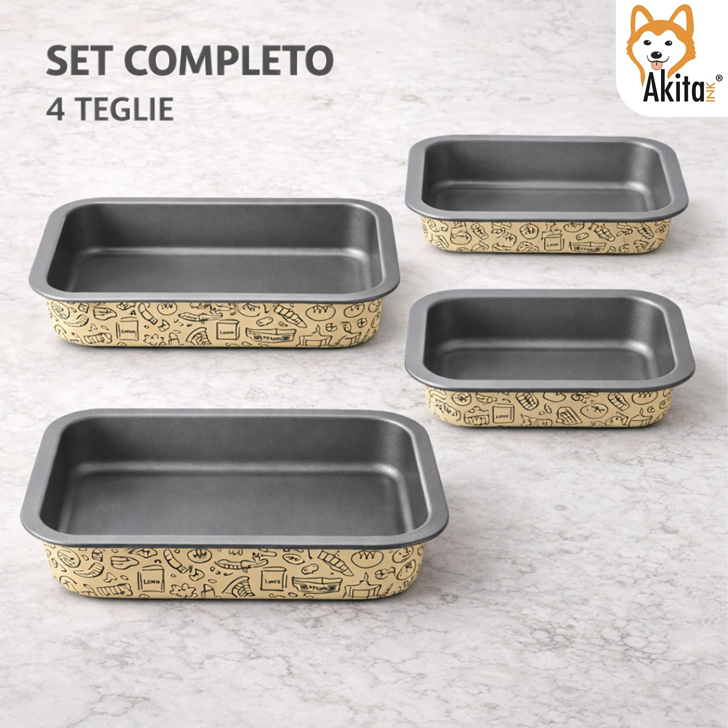 Teglie Antiaderenti per Friggitrice ad Aria e Forno - Quadrata, Rettangolare e Conica, Disponibili in Vari Formati e Set, Riutilizzabili e Facili da Pulire (Set Teglie Rettangolari 20-25-30-35 cm)