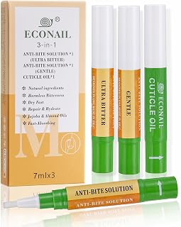 3 IN 1 Nail Biting Prevention Kit for Kids & Adults -3 Pack Includes Extra Strength+ Gentle Bitter Polish + Cuticle Oil. Fast Drying Formula Stops Nail Biting & Thumb Sucking