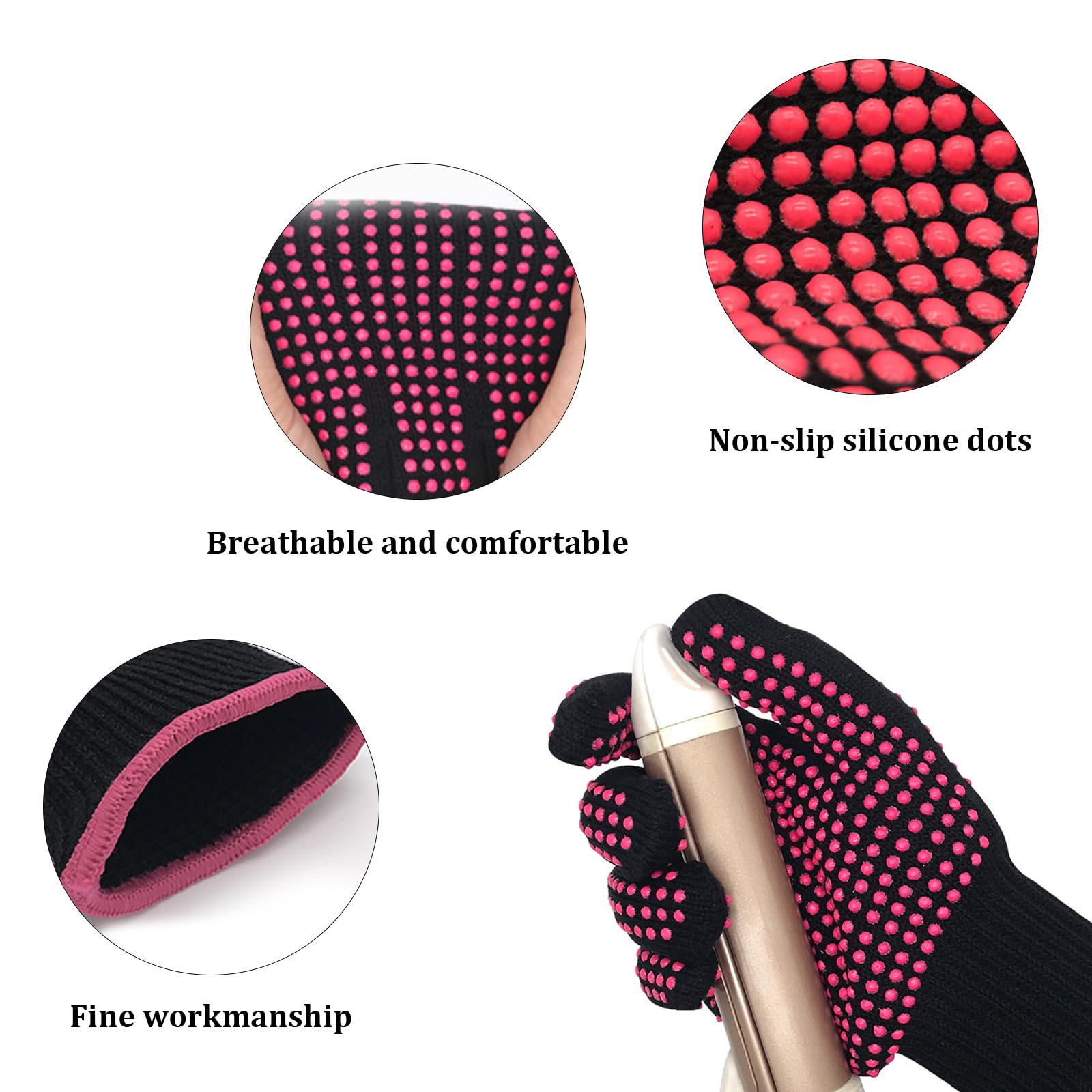 3 paires Coiffure Gants Thermiques de Salon Gants de Protection Contre la Chaleur pour Coiffure Gant Professionnel RéSistant à la Chaleur Pour Coiffure pour Fer à Friser Fer Plat Outils de Cheveux