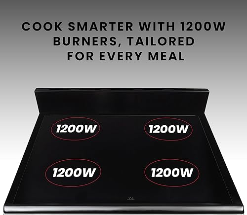 Miniatura 6 de Equator ECR 204 - Cocina eléctrica de 20 pulgadas en acero inoxidable, 4 quemadores de cerámica, horno de convección y función de freír de aire,