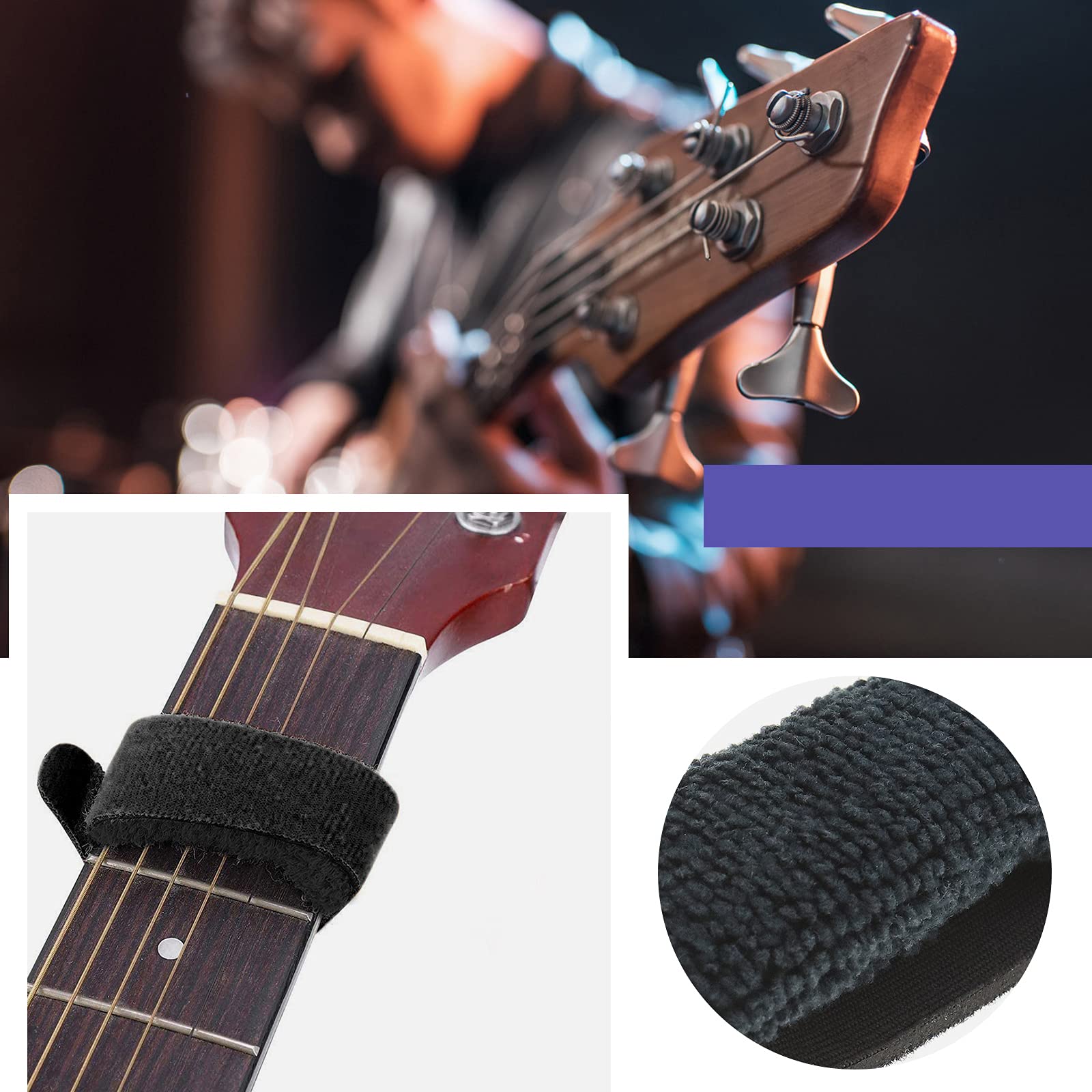 Guitare Fret-wraps Silencieux Outil 190mm en Coton Fournitures Partie Basse de Guitare d'enveloppe Frette Convient à 6 Cordes/Basse à 4 Cordes
