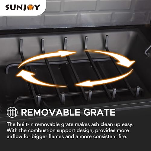 Miniatura 5 de Sunjoy Chimenea al aire libre, chimenea de leña para patio con chimenea de acero, puertas de malla para chispas, póquer de fuego y rejilla