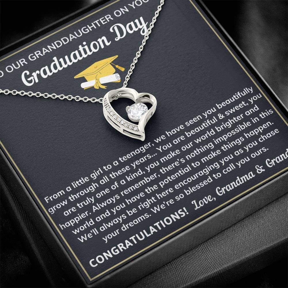 Granddaughter Graduation Gift from Grandma & Grandpa, Gifts for Granddaughter Graduation Class of 2026 Necklace with Message Card and Gift Box