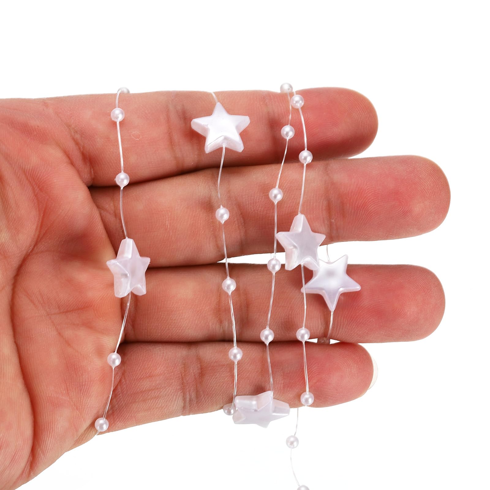 Guirlande Perle Noel PATIKIL Fleur Perle Ficelle Perles Guirlande, 2 Pcs 4.3 Ft Artificiel Perle Fil Guirlande Pour Noël Arbre Fête DIY Artisanat Maison Mariage Décoratif, Blanc Decoration Noel Rose Et Blanc