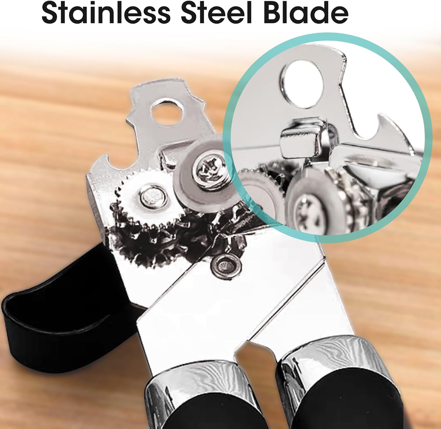Can Opener Manual Hand Held Can Opener Manual Heavy Duty with Smoother Cut Sharp Blade Can Openers with Soft Handle Magnetic Lid Lifter Easy to Turn Knob Black image 3