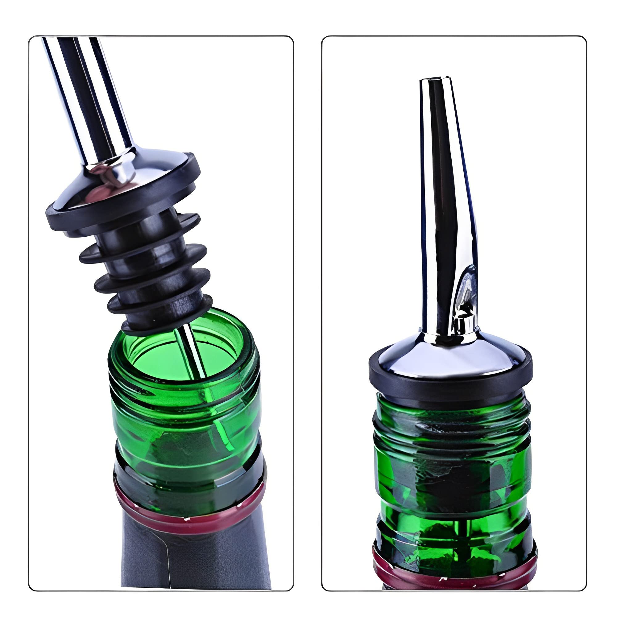 SYGA Liquor Wine Oil Pourer | Pack of 3 | for Bar, Restaurants, Kitchen Any Bottle Pourer for liquide Oil Pourer Nozzle| Stainless Steel Free Flow Bottle Pour Spout (with Caps) - Image 7 thumbnail