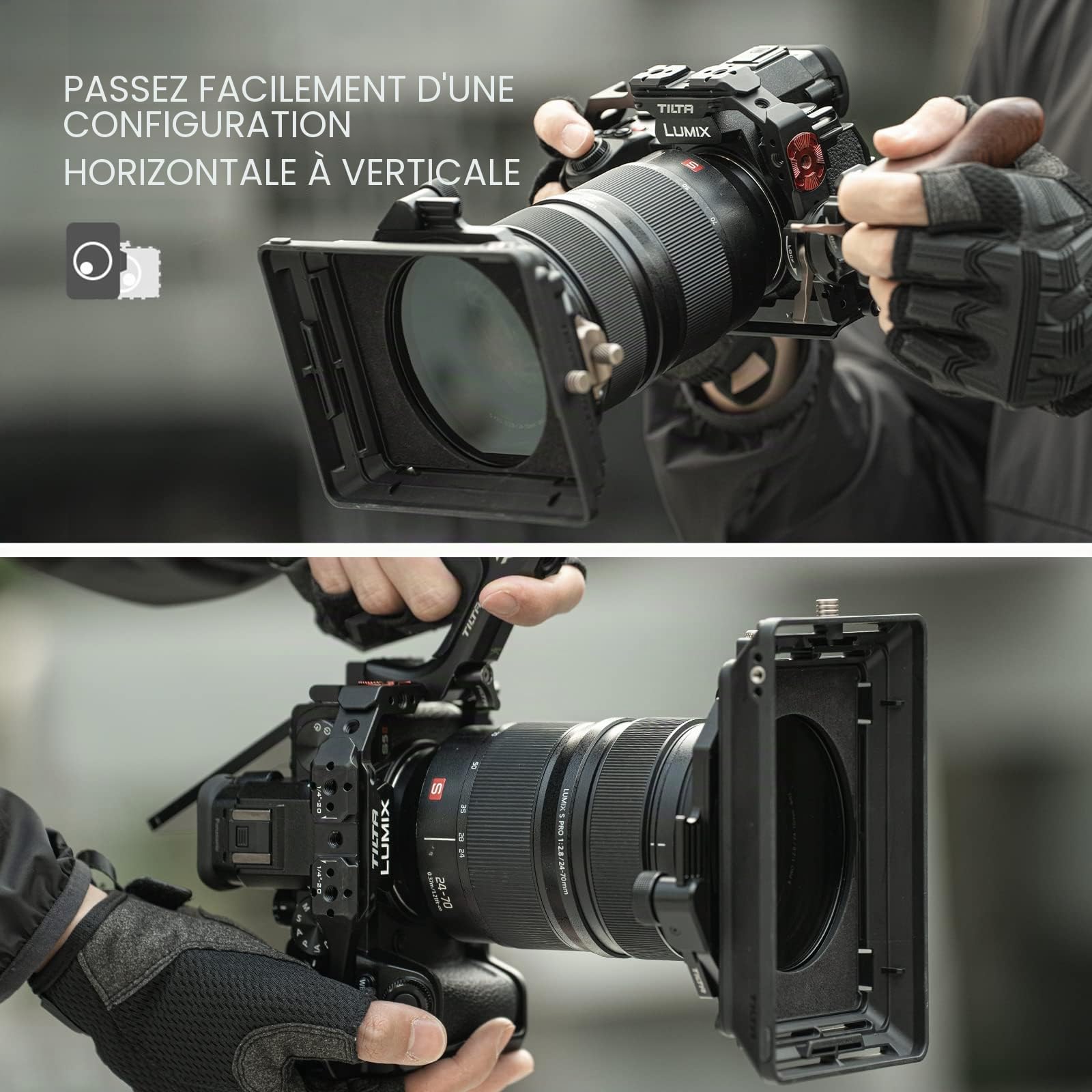 Tilta Cage pour Appareil Photo Complet Compatible avec Lumix S5 II/S5 IIX/G9 II, avec Pince pour câble HDMI USB-C - Noir TA-T50-FCC-B
